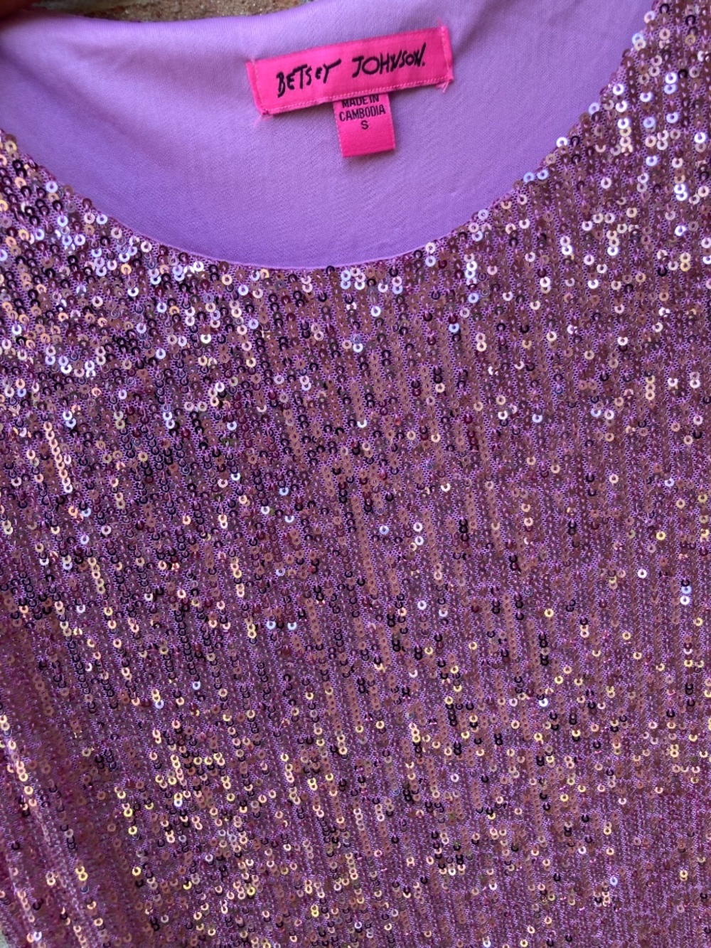 Betsey Johnson Pink Sequin High Low Shift Dress - Small - Picture 11 of 13